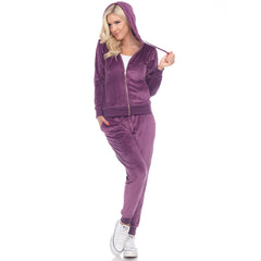 Women's 2 Piece Velour Tracksuit Set