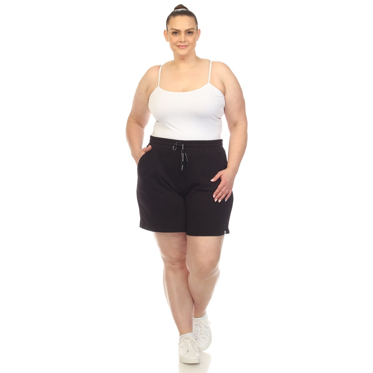  White Mark Plus Size Super Soft Drawstring Waistband Sweat Short - 1X - Bonton