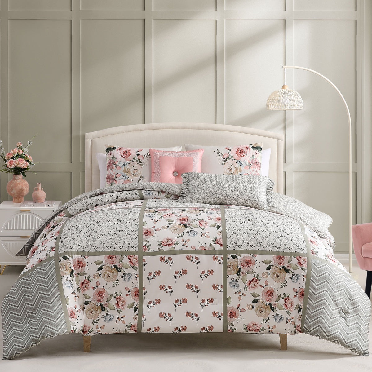  Bebejan Bebejan Sage Serenity 5 Piece Reversible Comforter Set - QUEEN - Bonton