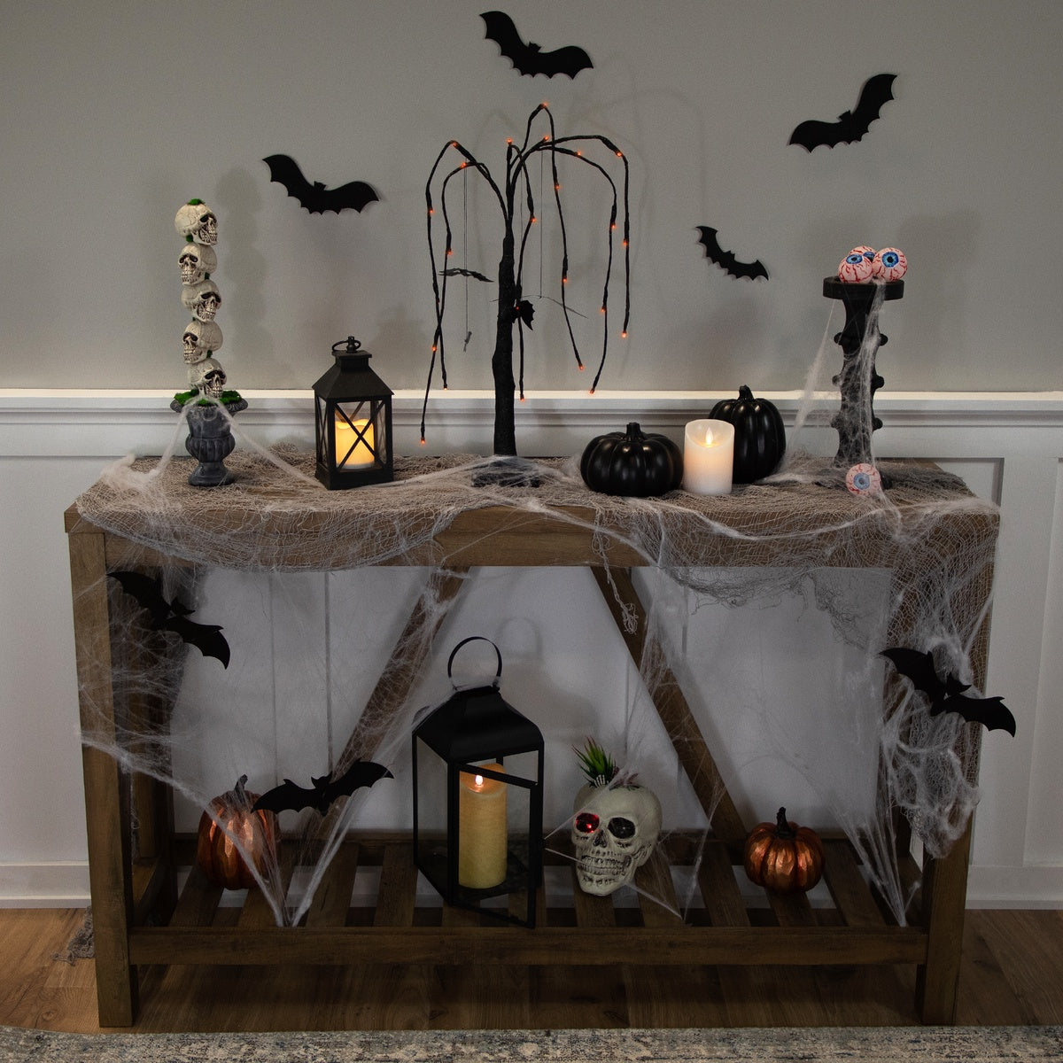  Northlight Pre-Lit Glittered Halloween Willow Tree With Bats - 24