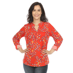 Women's Paisley Button Front Tunic Top