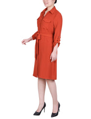 Long Roll Tab Sleeve Shirtdress