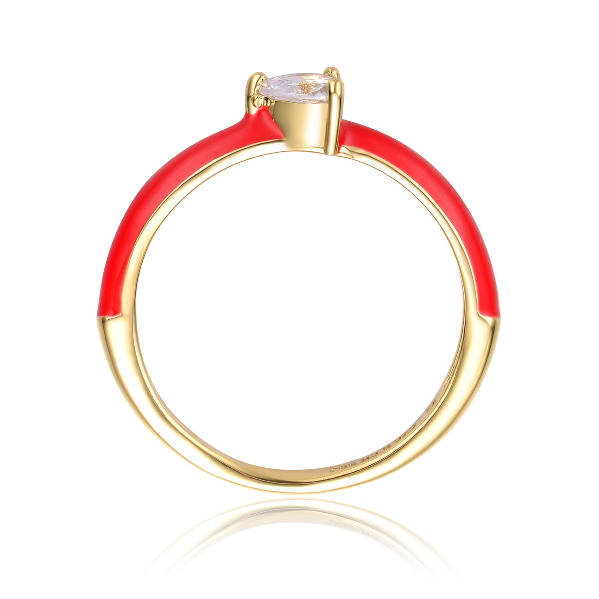  GigiGirl Kids/Teens 14k Gold Plated With Cubic Zirconia Heart Solitaire Red Enamel Ring - 4 - Bonton