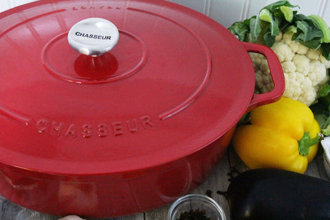 French Enameled Cast Iron Oval Dutch Oven, 6-Quart, Red