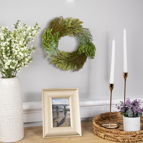 Cedar  Succulent and Day Grass Artificial Spring Wreath  Green -14-Inch