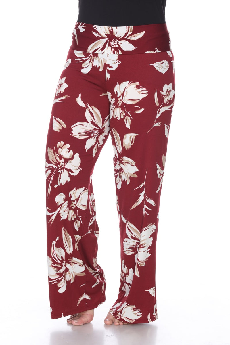  White Mark Flower Print Plus Size Palazzo Pants - 4x - Bonton