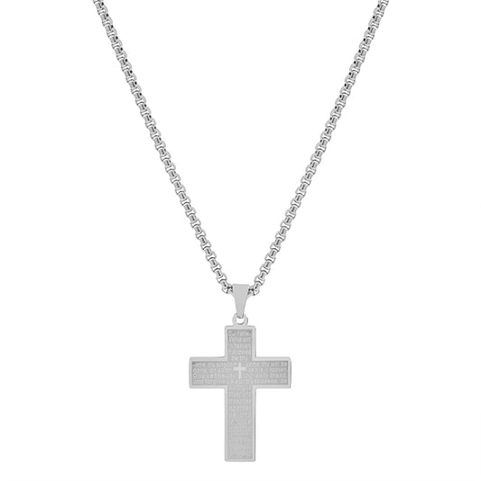 Lord Prayer Cross Pendant 24" Necklace