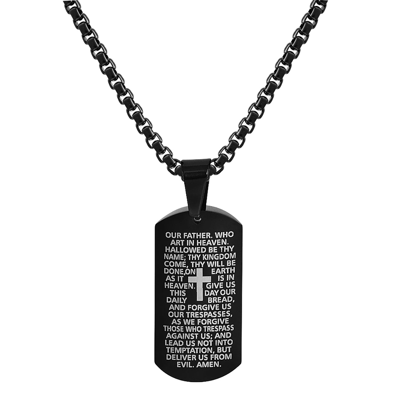  Gemesis Jewels by Edforce Lord Prayer Dog Tag Pendant Necklace - Silver - Bonton