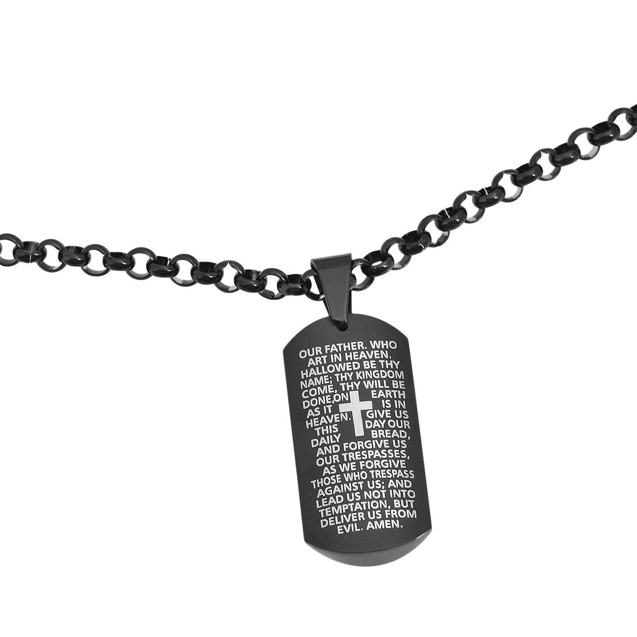  Gemesis Jewels by Edforce Lord Prayer Dog Tag Pendant Necklace - Silver - Bonton