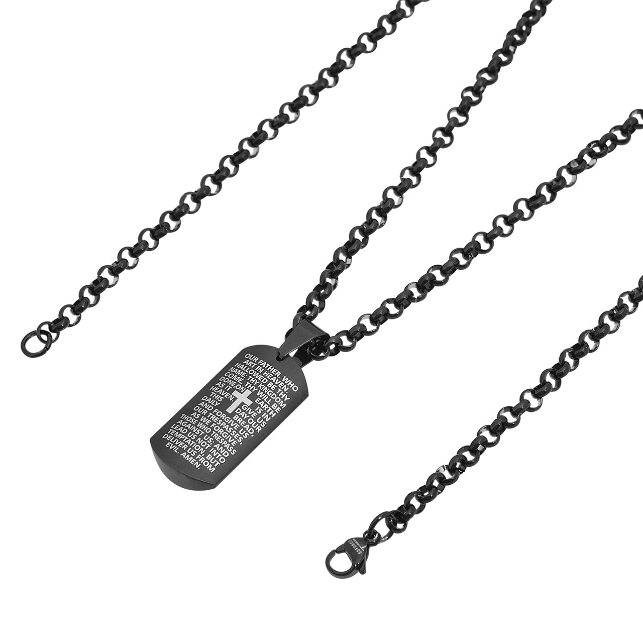  Gemesis Jewels by Edforce Lord Prayer Dog Tag Pendant Necklace - Silver - Bonton