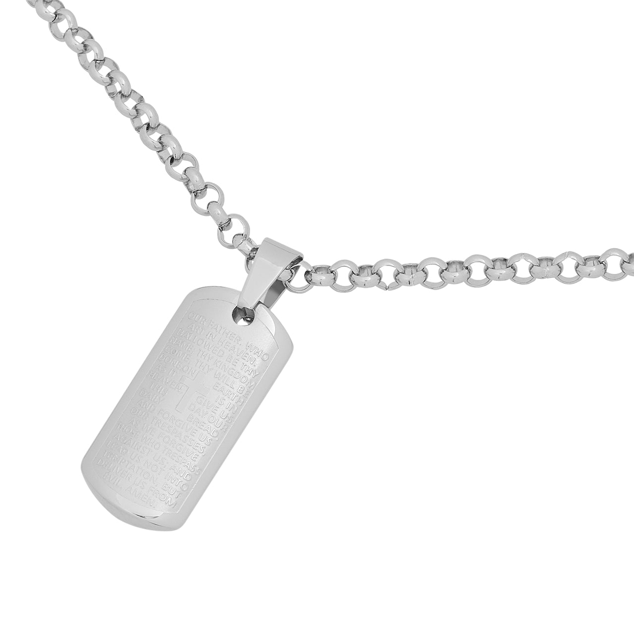  Gemesis Jewels by Edforce Lord Prayer Dog Tag Pendant Necklace - Silver - Bonton