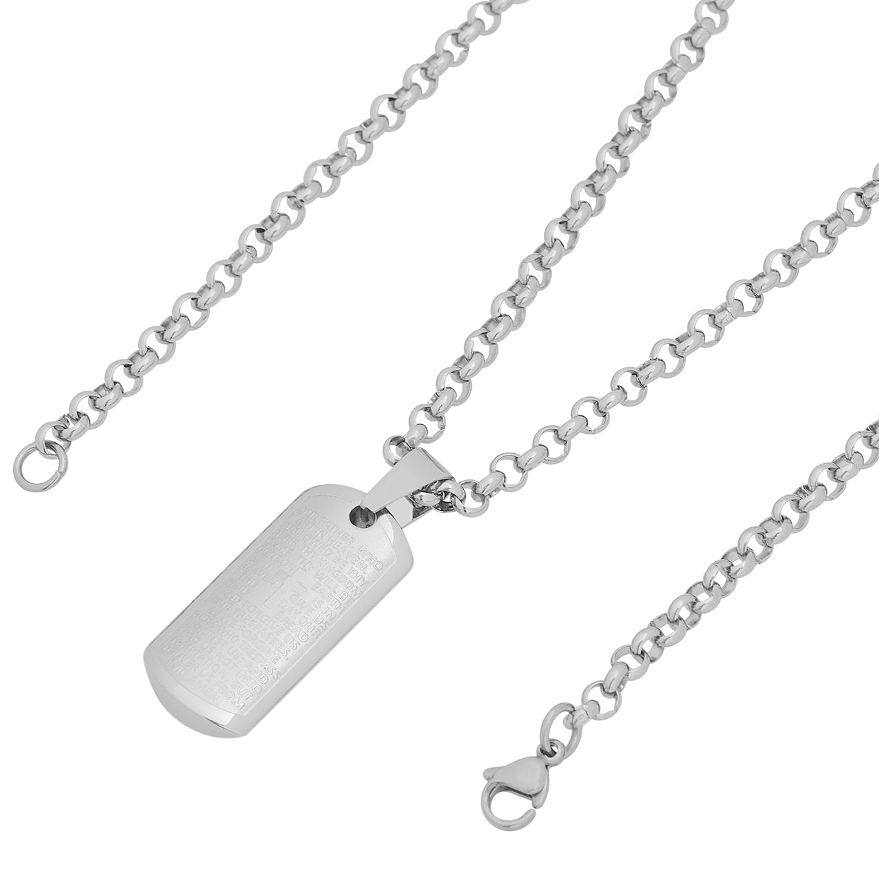  Gemesis Jewels by Edforce Lord Prayer Dog Tag Pendant Necklace - Silver - Bonton