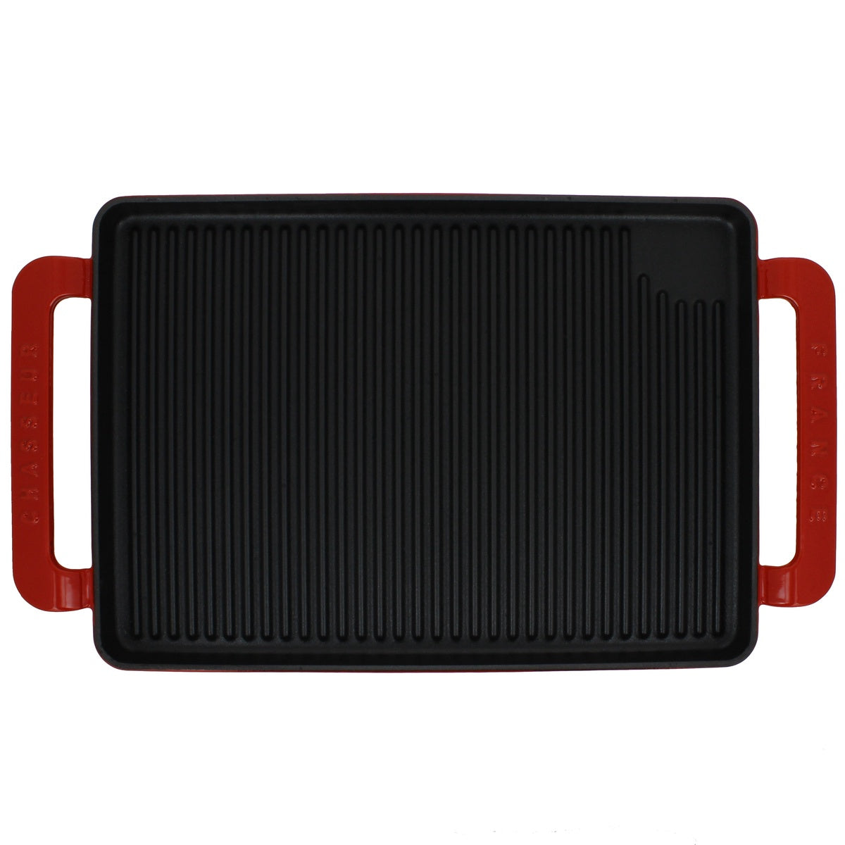  Chasseur Chasseur 14-Inch Flame Rectangular Enameled Cast Iron Grill Pan With Handles Red or Grey (CI_3360) - Flame Red - Bonton