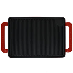 Chasseur 14-Inch Flame Rectangular Enameled Cast Iron Grill Pan With Handles Red or Grey (CI_3360)