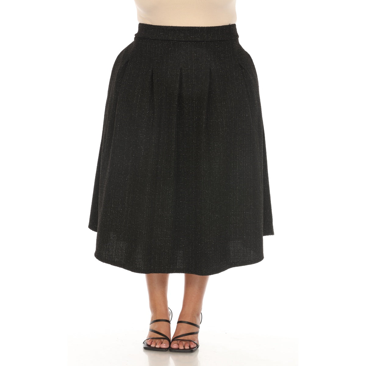  White Mark Plus Size Flared Tweed Skirt - 1X - Bonton