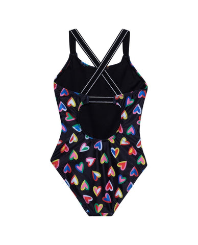Hearts Round Neck One Piece Swimsuit