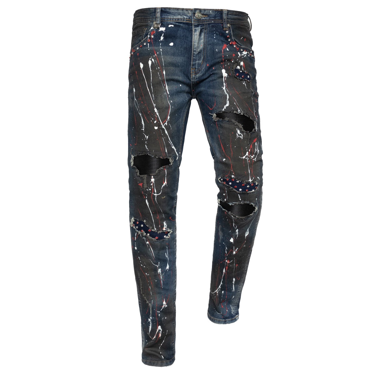  Barocco STREET EDGE Denim Pants DENIM/RED - DENIM/RED - Bonton