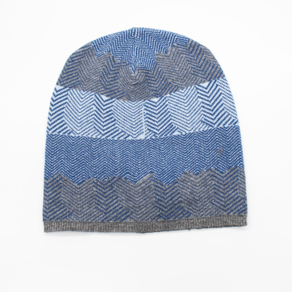  Portolano SLOUCHY HAT in GEOMETRIC DESIGN - GREY/BLUE - Bonton