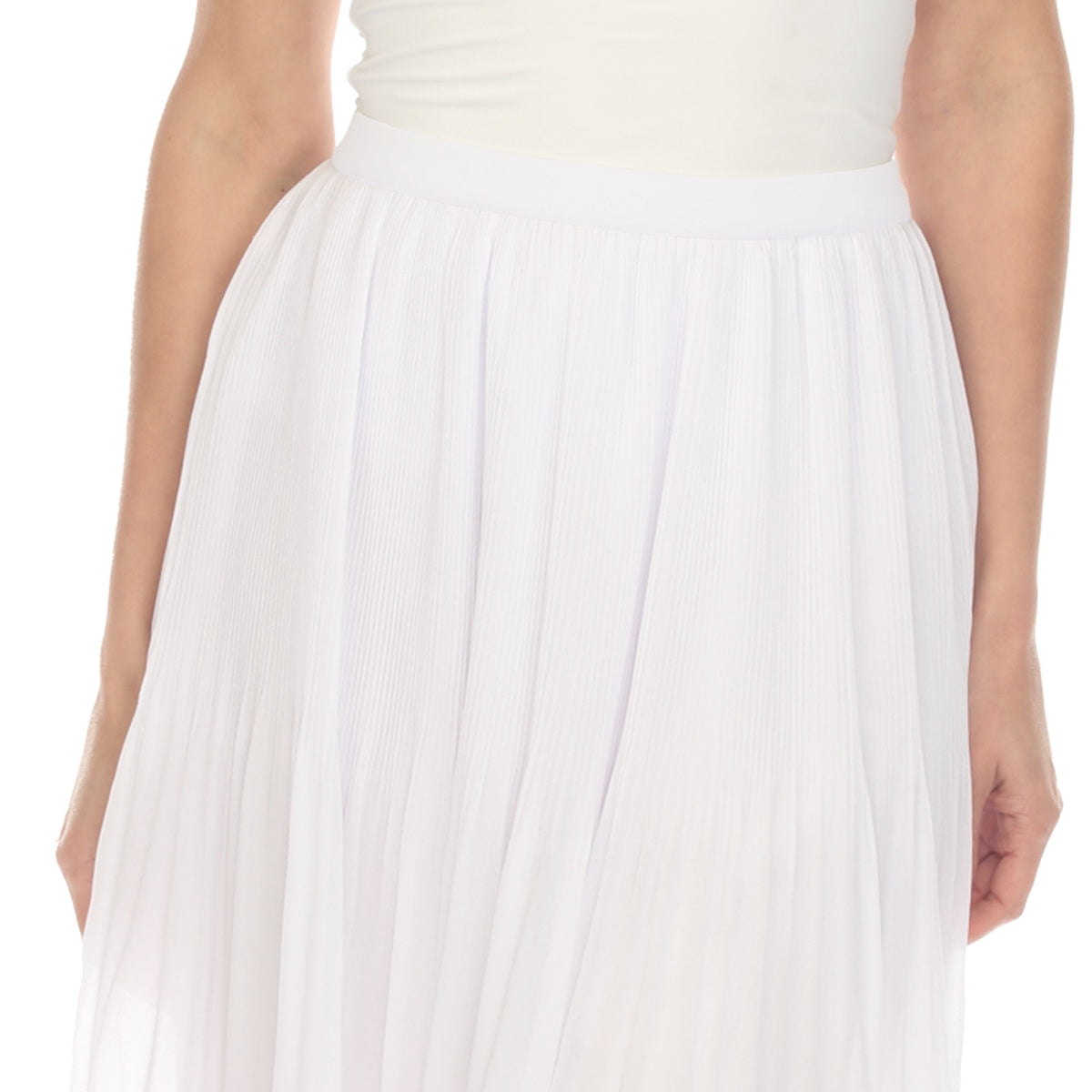  White Mark Women's Chiffon Pleated Midi Skirt - S - Bonton