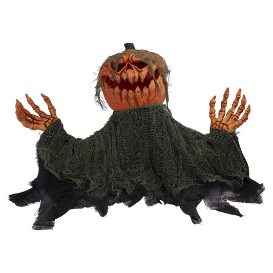 30" Black and Orange Animated Pumpkin Halloween Decoration