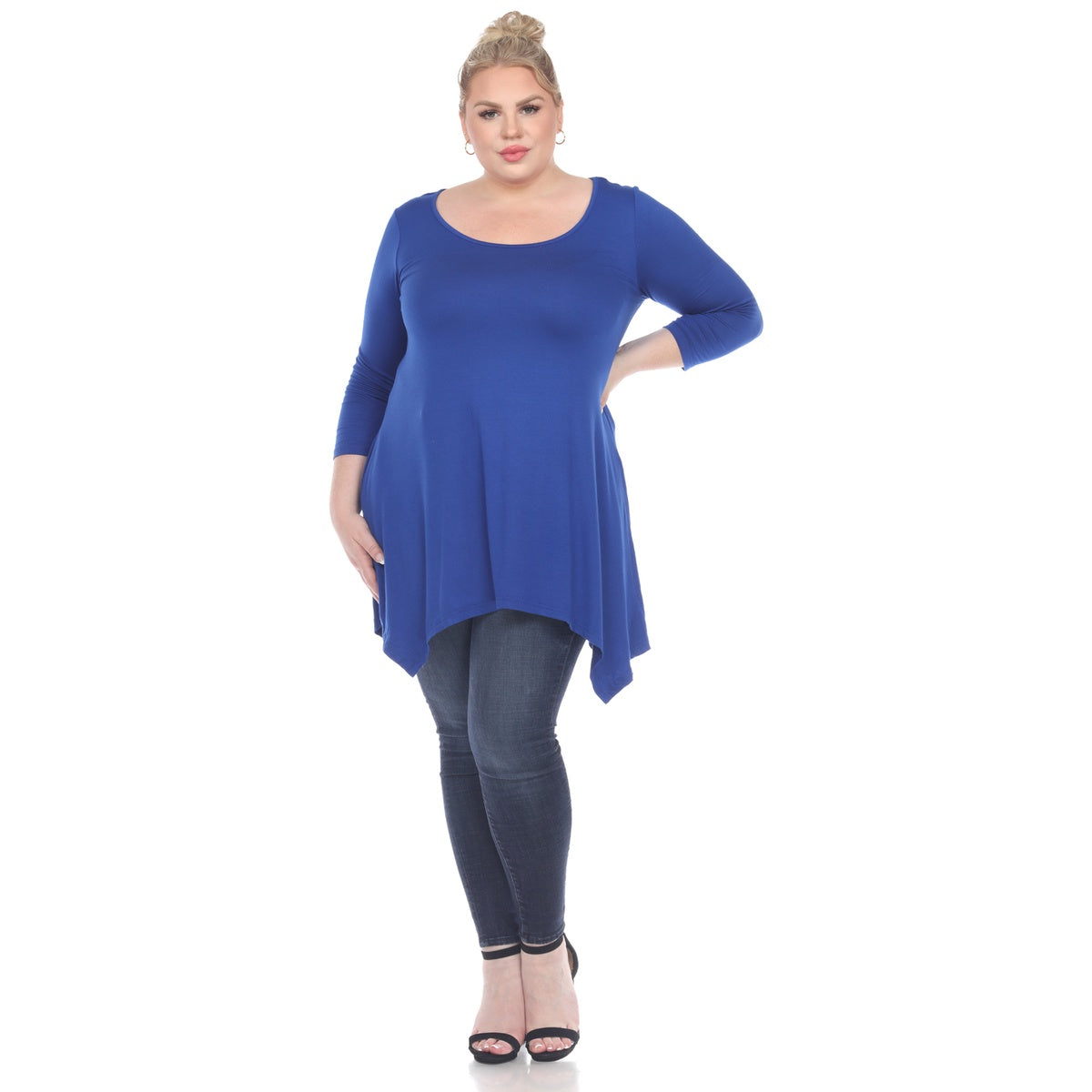  White Mark Plus Size Makayla Tunic Top - 1X - Bonton