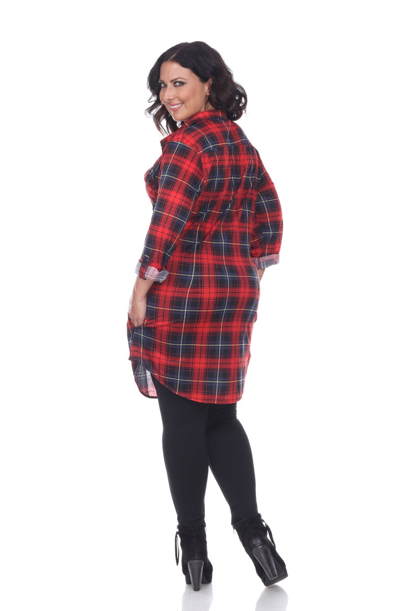  White Mark Plus Piper Stretchy Plaid Tunic - 2X - Bonton