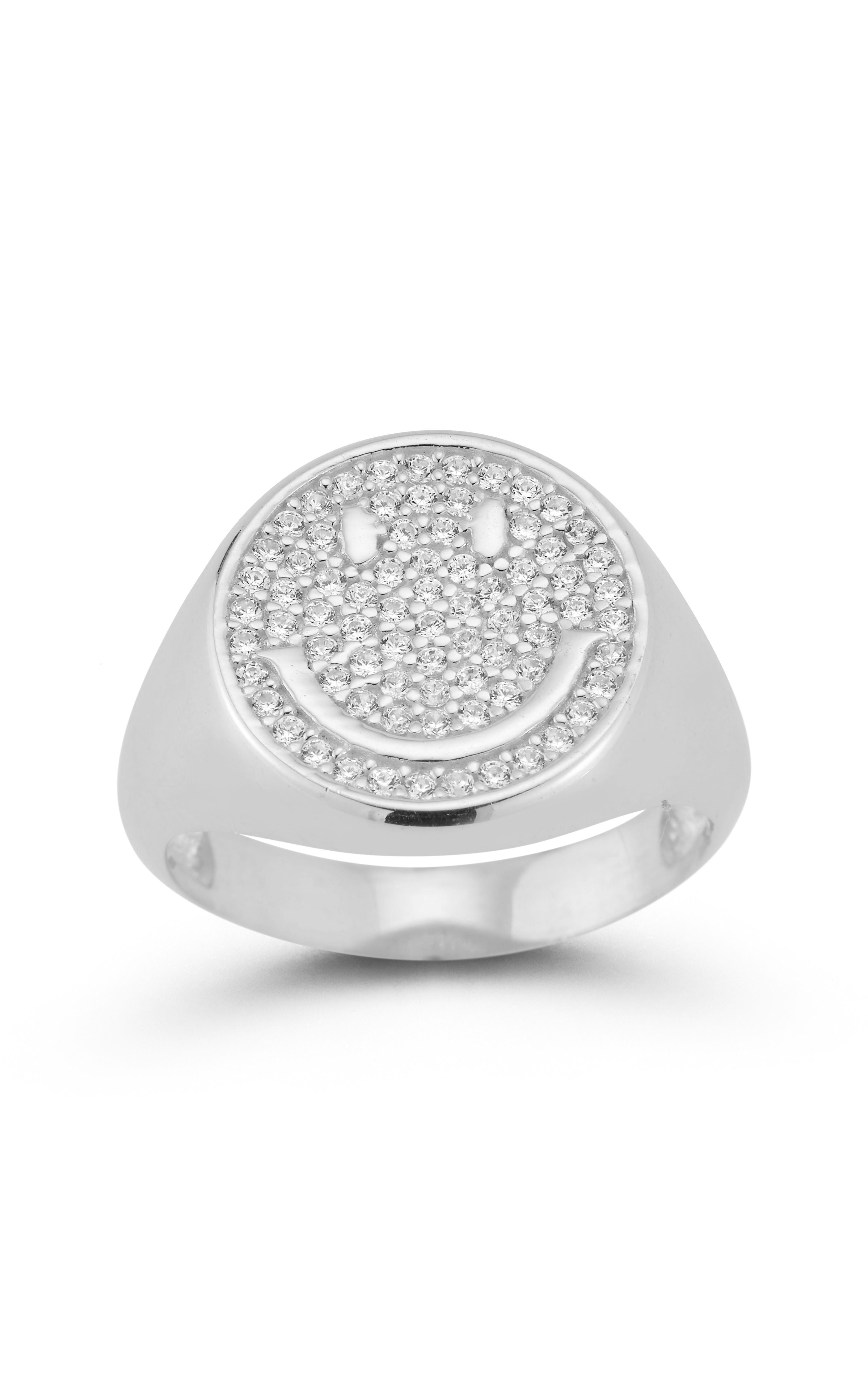  Relativity Smiley Face Signet Ring 2 - Silver - Bonton