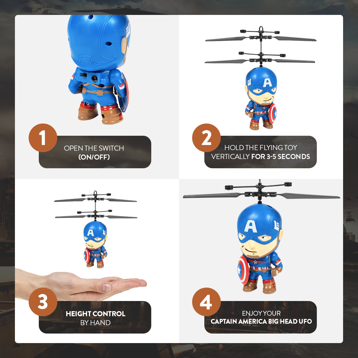  HobbyTron Captain America Big Head UFO - Default Title - Bonton
