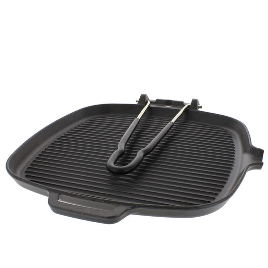 Square French Cast Iron Grill With Folding Handle (CI_32722), 9-Inch