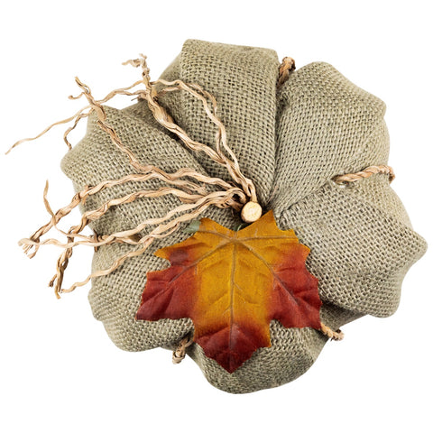 Burlap Autumn Harvest Pumpkin - 6.75" - Green