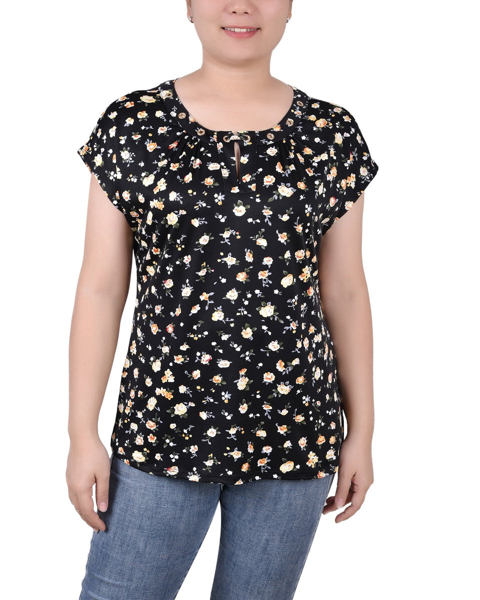  NY Collection Extended Sleeve Top With Grommets - Nice Icemoon - Bonton