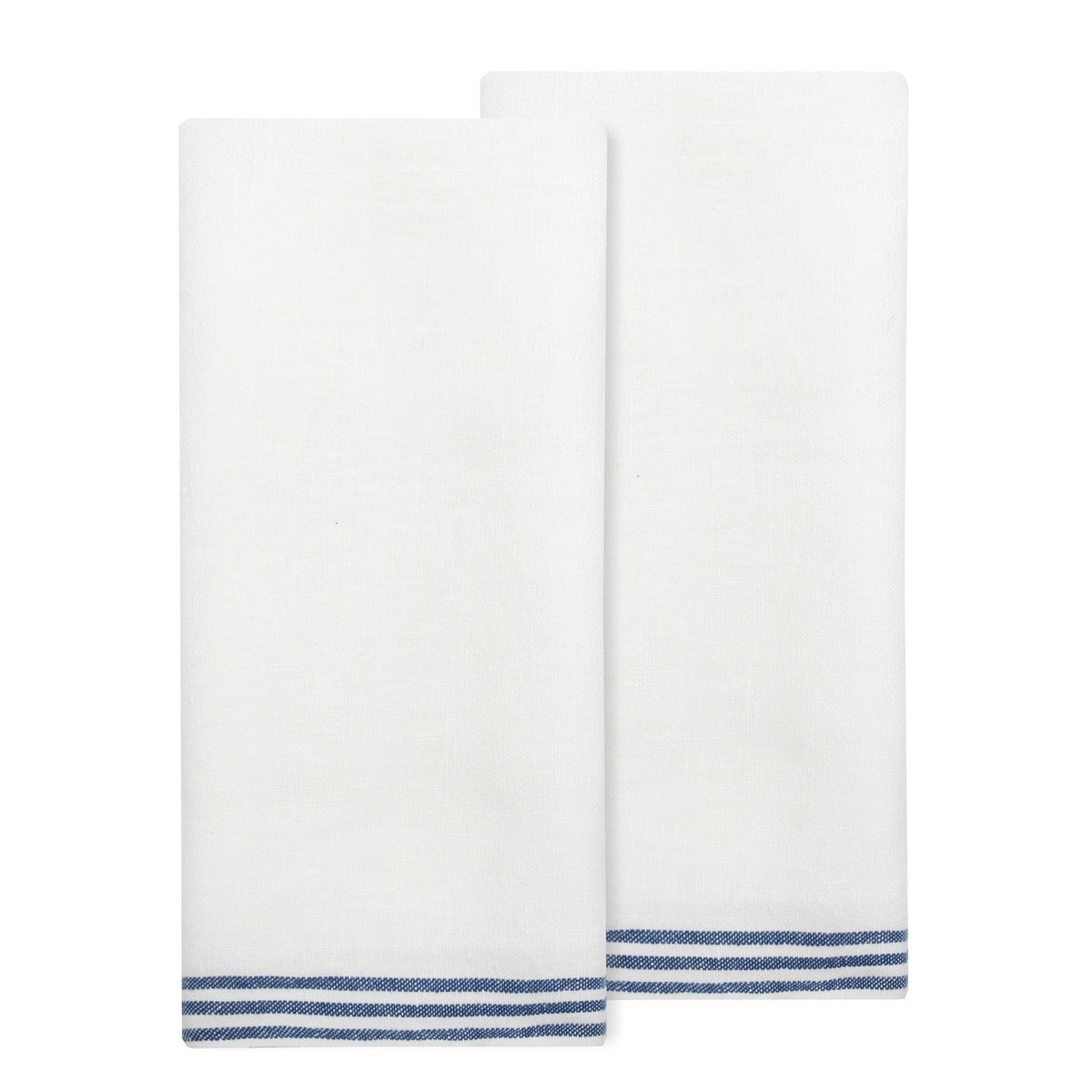  Caravan Alsace White Tea Towels 20x30 - Set of 2 - White & Blue - Bonton