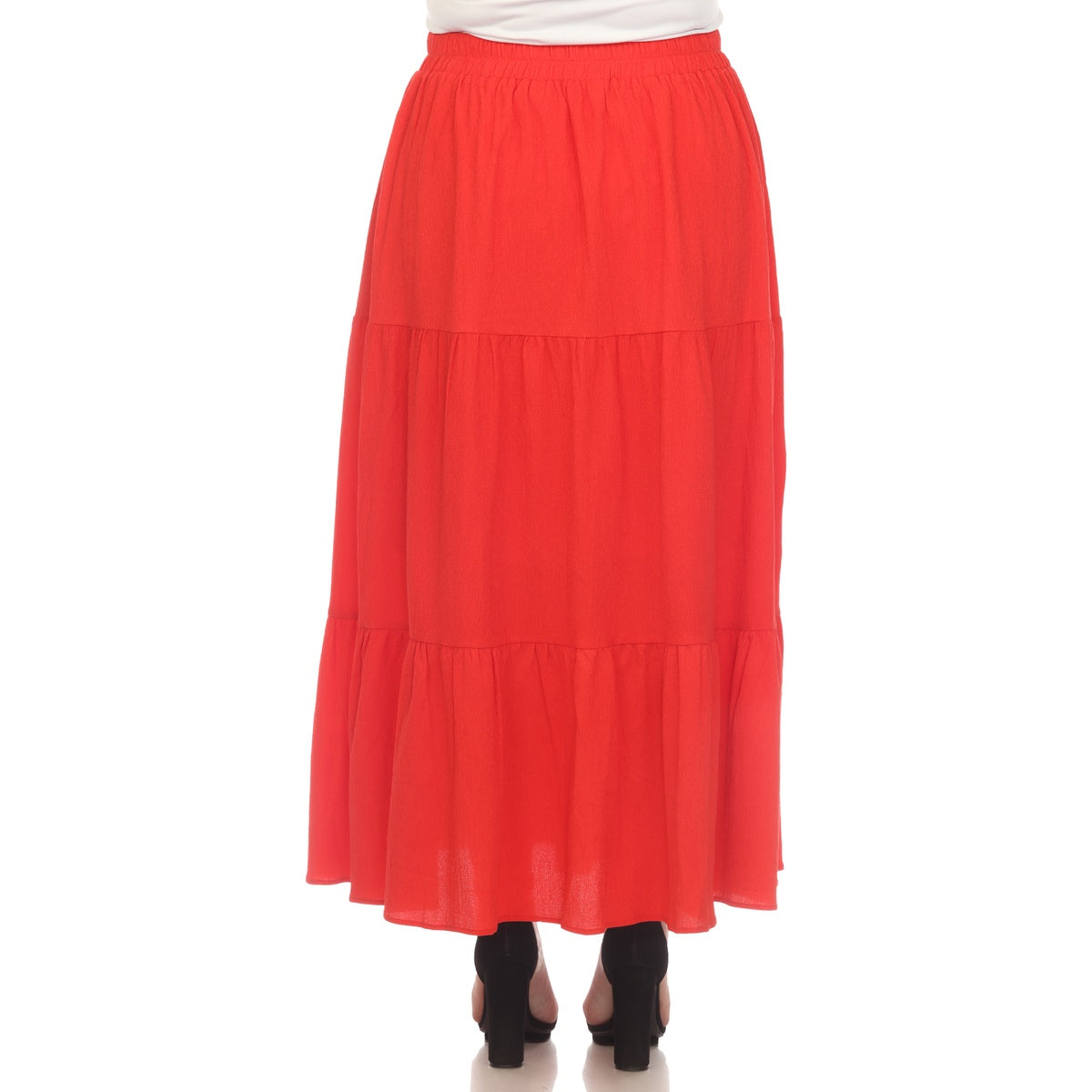  White Mark Plus Size Pleated Tiered Maxi Skirt - 1X - Bonton