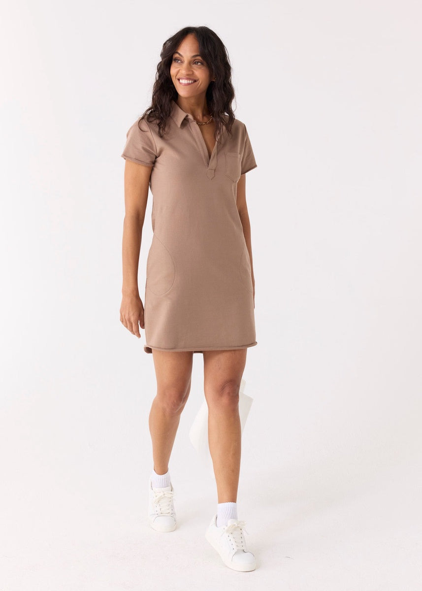  Cabana Life Mocha Cotton Polo Dress - XS - Bonton