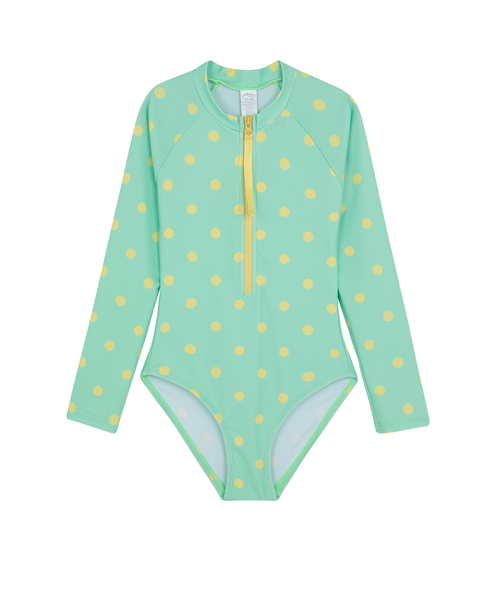  Gottex Kids Dot Dot Dot Long Sleeve Zip Front One Piece - 3T - Bonton