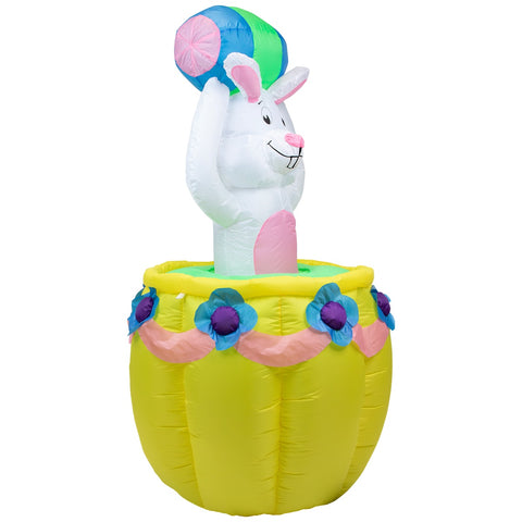 Lighted and Animated Inflatable Easter Bunny Basket Outdoor Decoration - 5.5' -