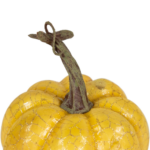 Crackle Finish Fall Harvest Pumpkins - 4" - Orange  Yellow and Brown - Set of 3