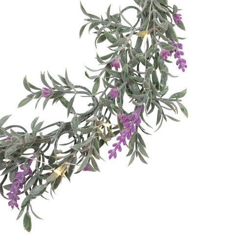 Pre-Lit Lavender Spring Wreath - Battery Operated - 16" - White LED Lights