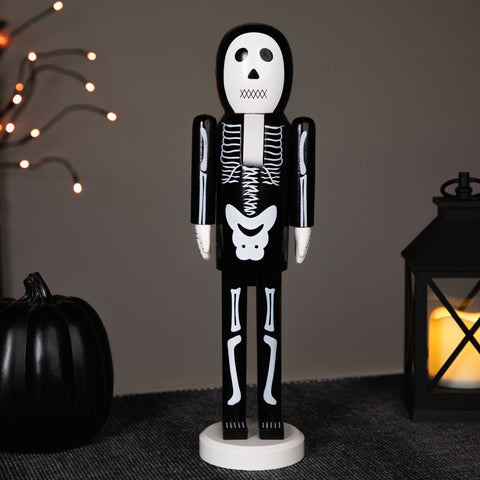Skeleton Halloween Nutcracker - 14" - Black and White