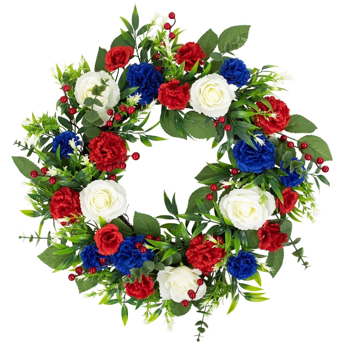  Northlight Carnation and Rose Artificial Patriotic Wreath - 24