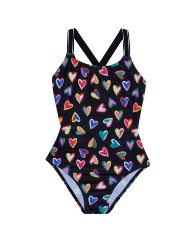 Hearts Round Neck One Piece Swimsuit