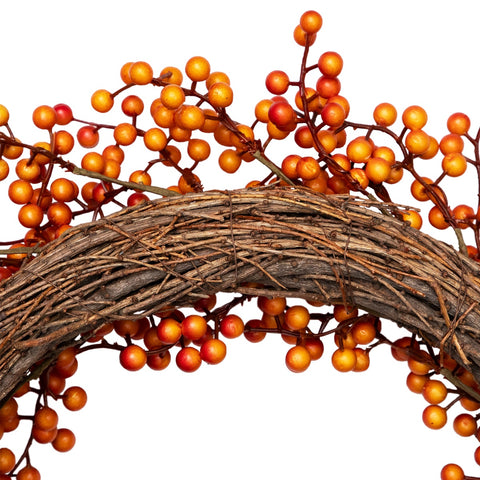 Artificial Berries Fall Harvest Twig Wreath - 18" - Orange and Red - Unlit