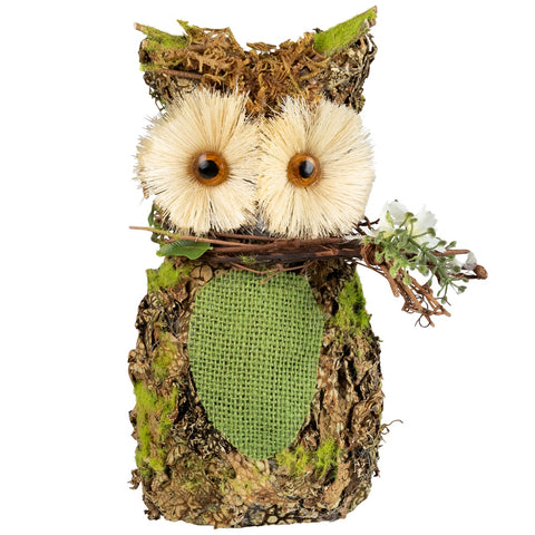 Spring Floral Owl Decorative Figure - 8.5" - Green