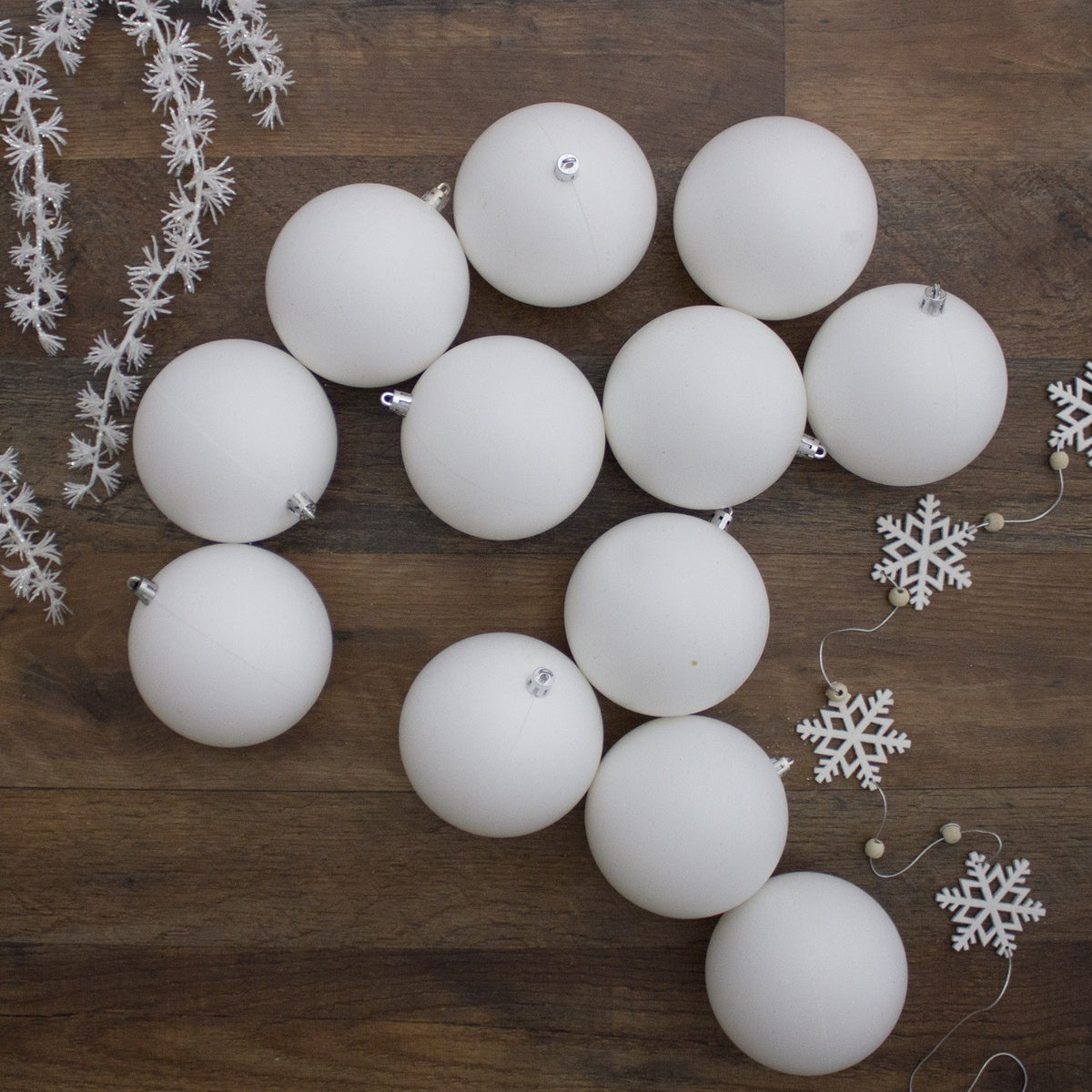  Northlight 12ct Winter White Shatterproof Matte Christmas Ball Ornaments 4