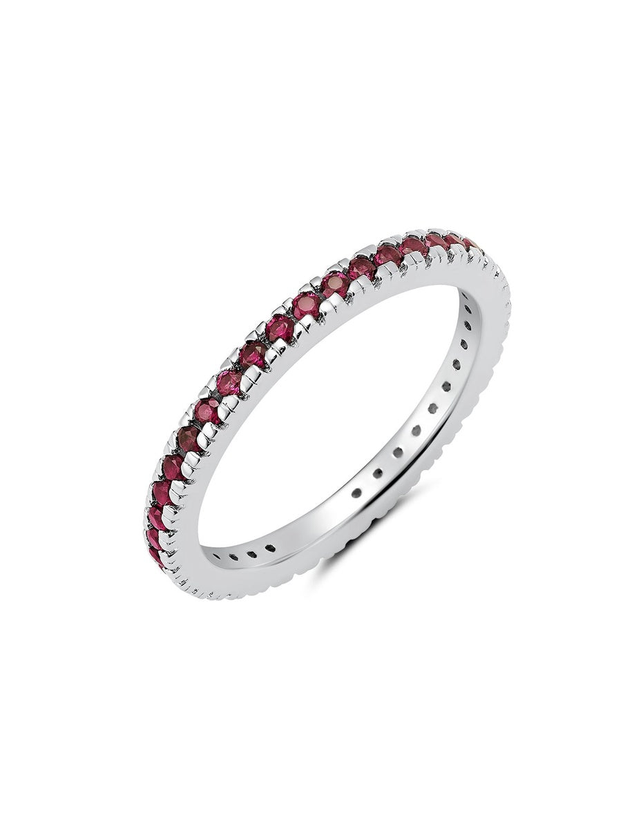  CRISLU Ruby Cubic Zirconia Step Cut Eternity Band Engagement Rings Finished in Pure Platinum - XX - Bonton