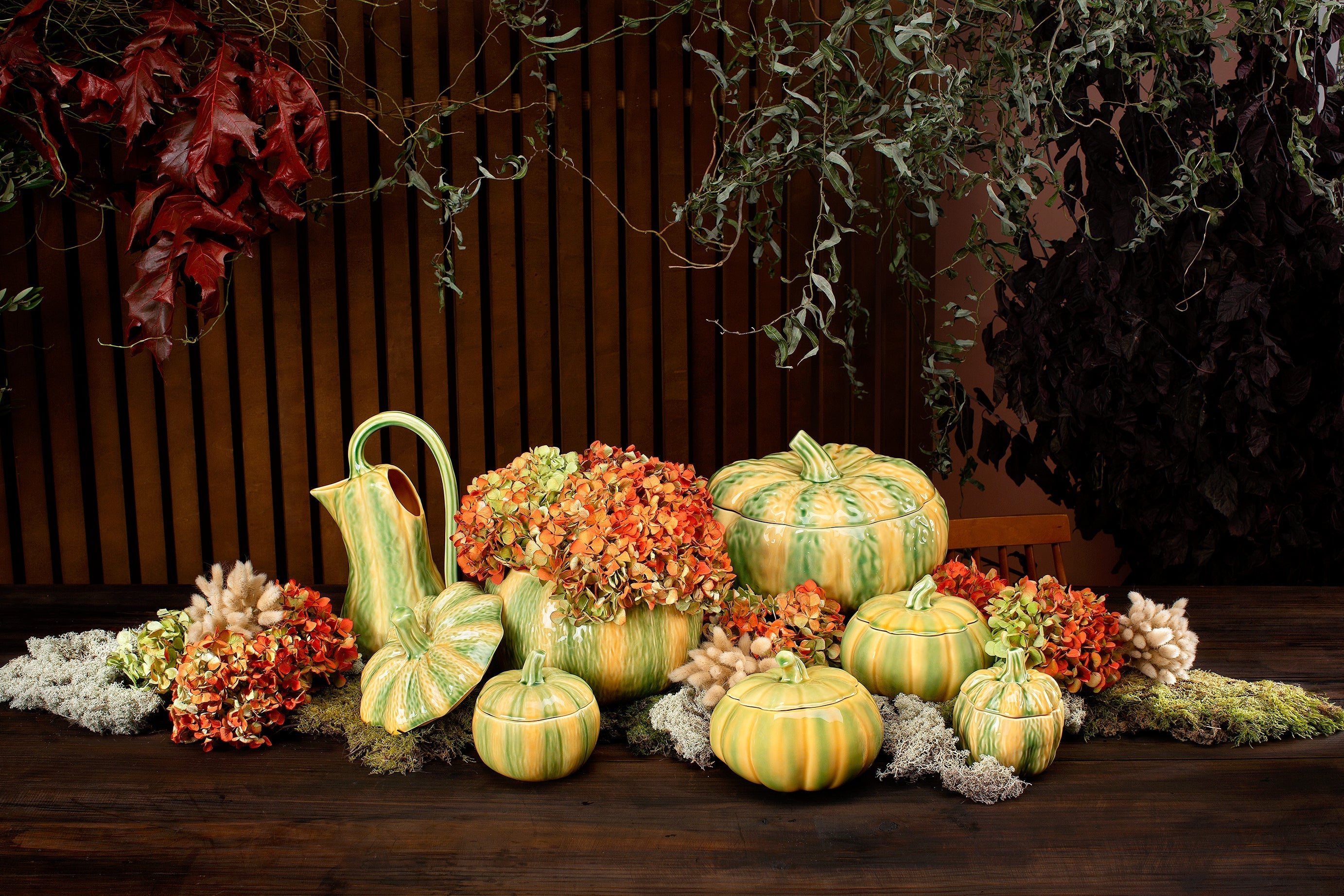  Bordallo Pinheiro Pumpkin Tureen - Orange/Green - Bonton