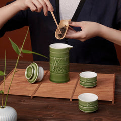 Bamboo Kung Fu Tea Set ( 1 Pot With 2 Cups )