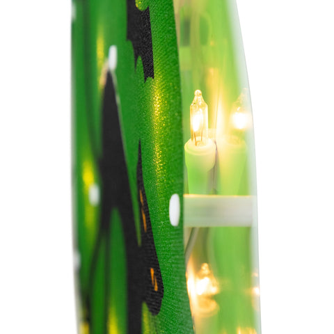 Lighted Cat Halloween Window Silhouette - 13.75" - Green - Clear Lights