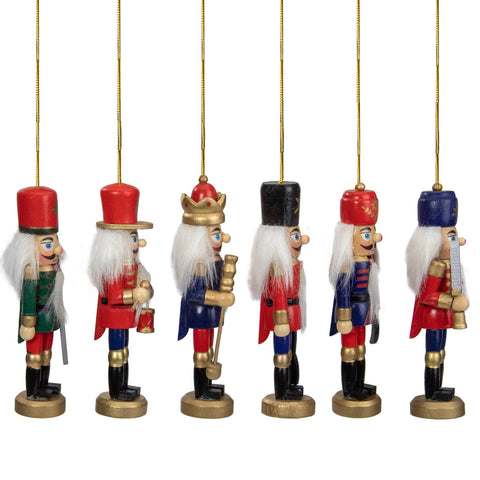6-Count Red and Blue Classic Nutcracker Christmas Ornaments - 5.25 Inches