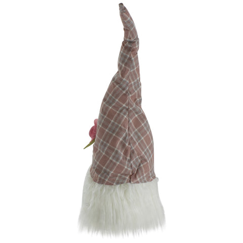 Plaid Floral Spring Gnome Head Decoration - 20" - Pink and White